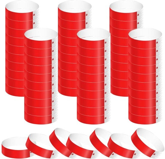 Bracciali acqua resistente neon rosso - 600 pezzi - 25 x 1,9 cm - flessibili - leggeri - da indossare