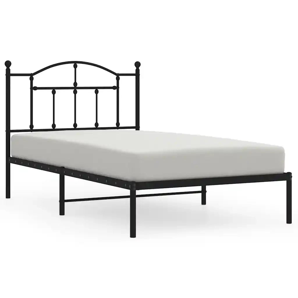 Giroletto con Testiera in Metallo Nero 100x190 cm 353433