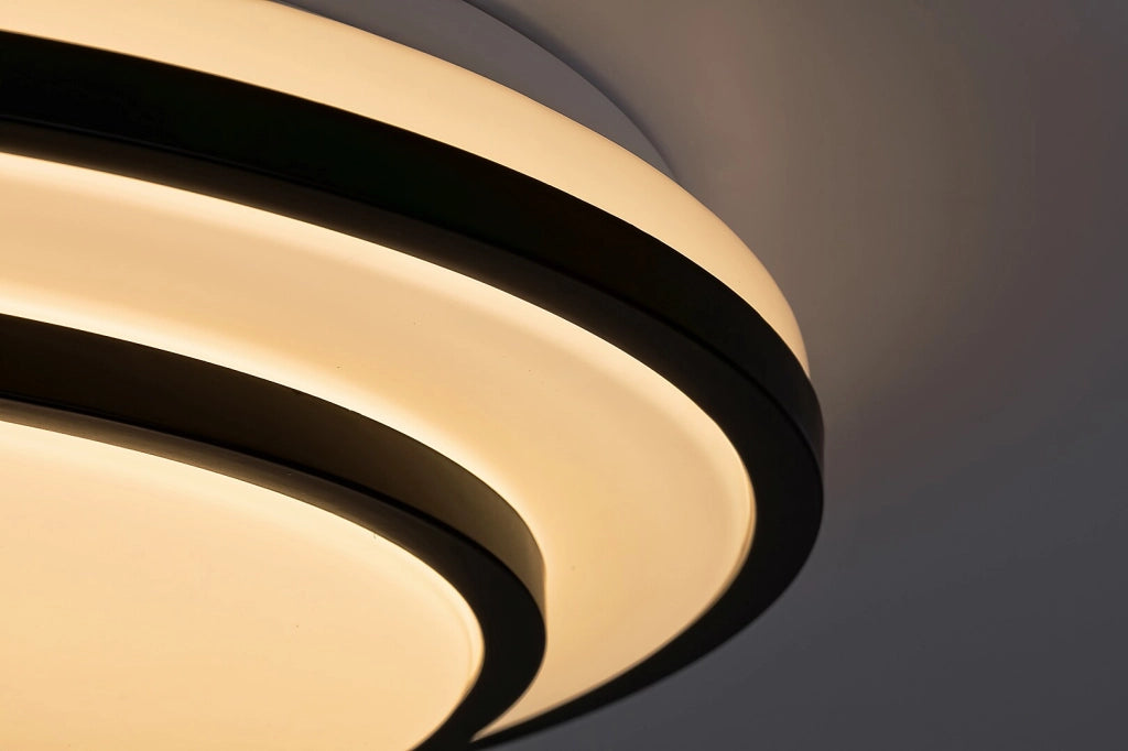 Plafoniera LED dimmerabile Lupita 49cm nera 40W con telecomando