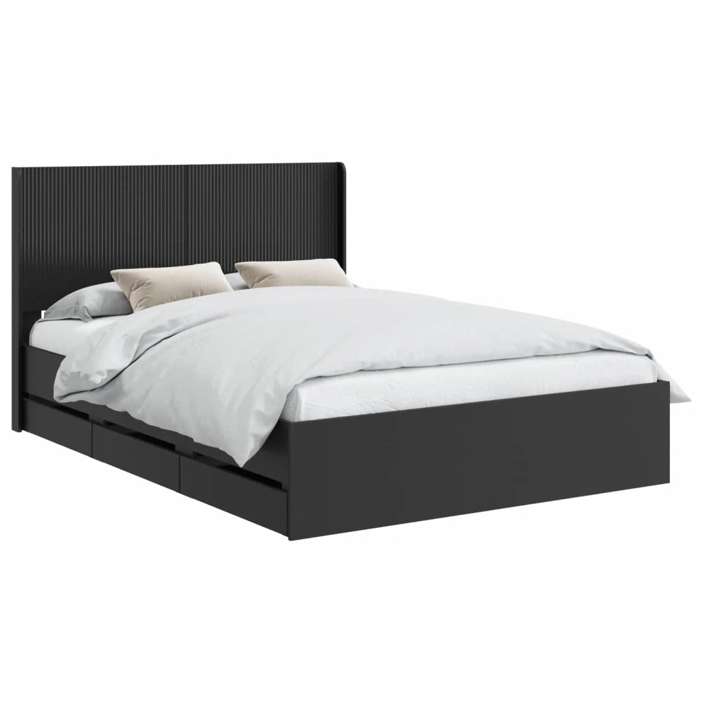 Struttura del letto con stoccaggio e testata Nero 120 x 190 cm 3413966