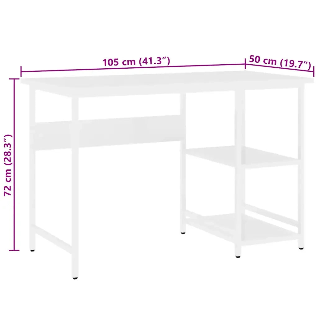 Scrivania | Tavolo da Ufficio per Computer Bianca 105x50x72 cm in MDF e Metallo