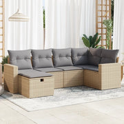 Set Divano da Giardino 6 pz con Cuscini Beige in Polyrattan 3325385