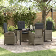 Set da Pranzo per Giardino con cuscino 5 pcs Grigio polyrattan