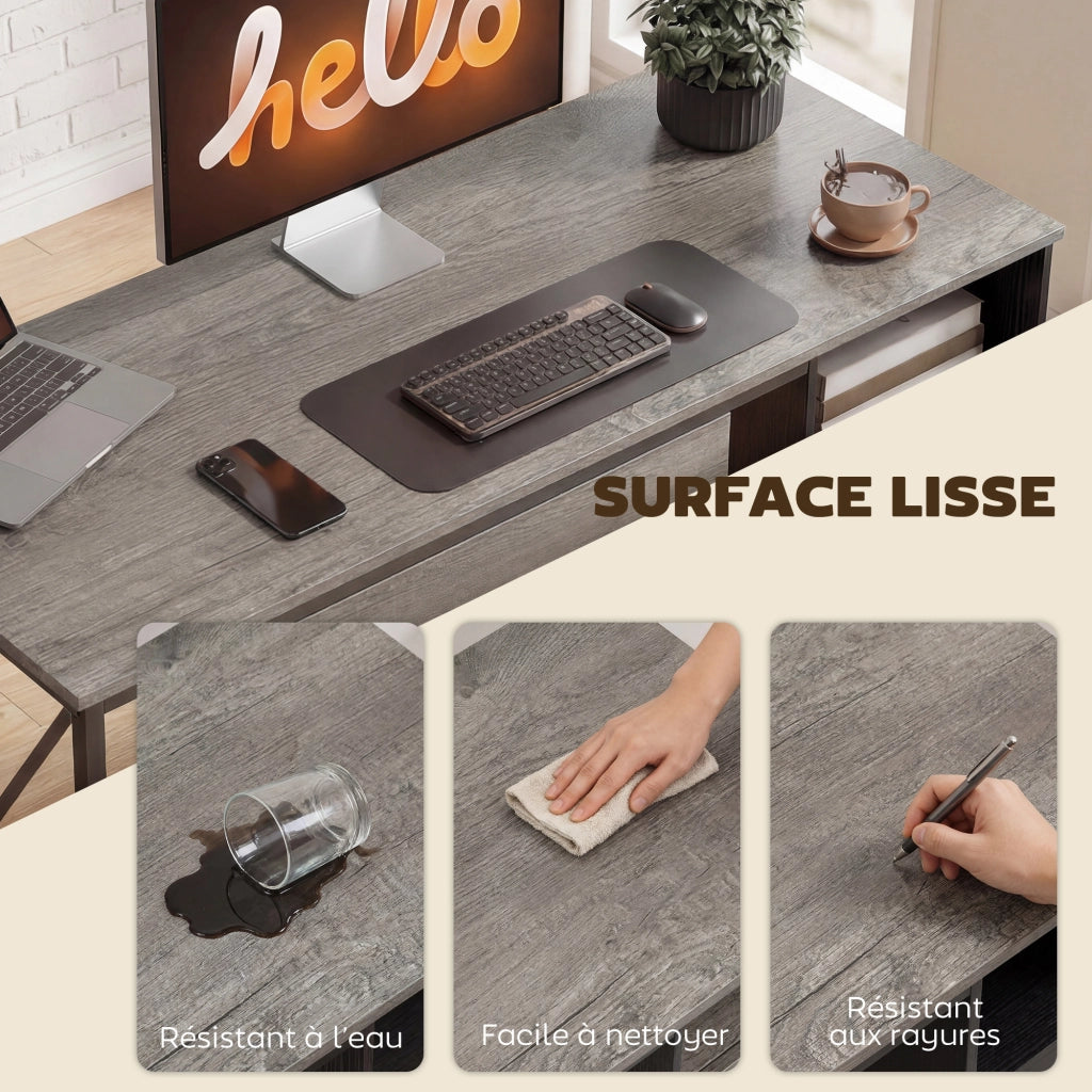 Scrivania per computer con cassetti e ripiano per tastiera ¨C Minimal ¨C Grigio 120x50x