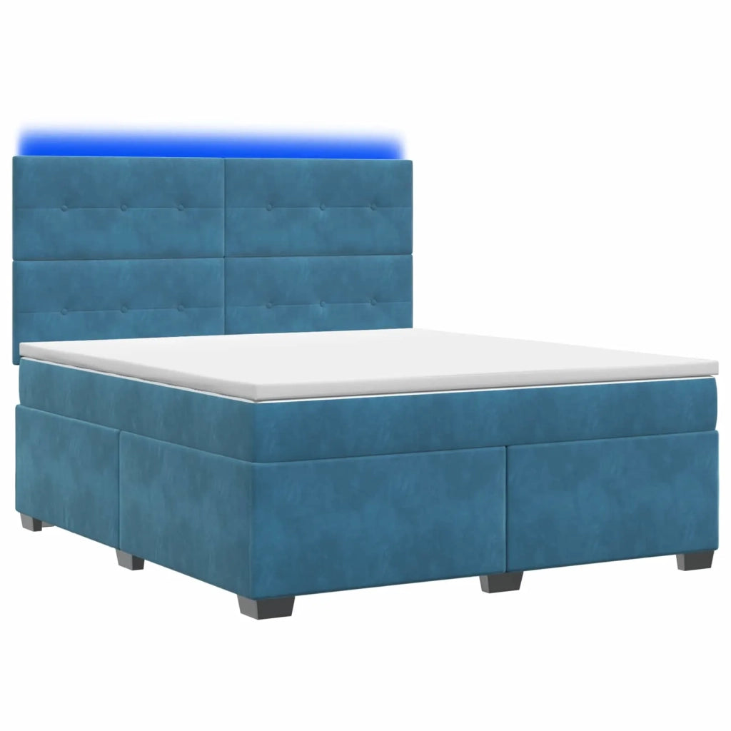 Letto box spring con materasso Blu 160 x 200 cm Velluto 3455142