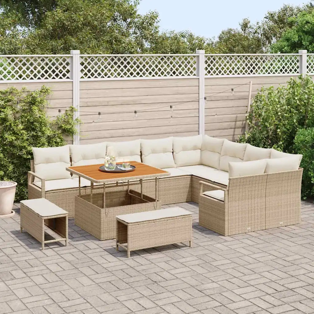 Set Divano da Giardino con cuscino 12 pcs Beige e Crema 3364506