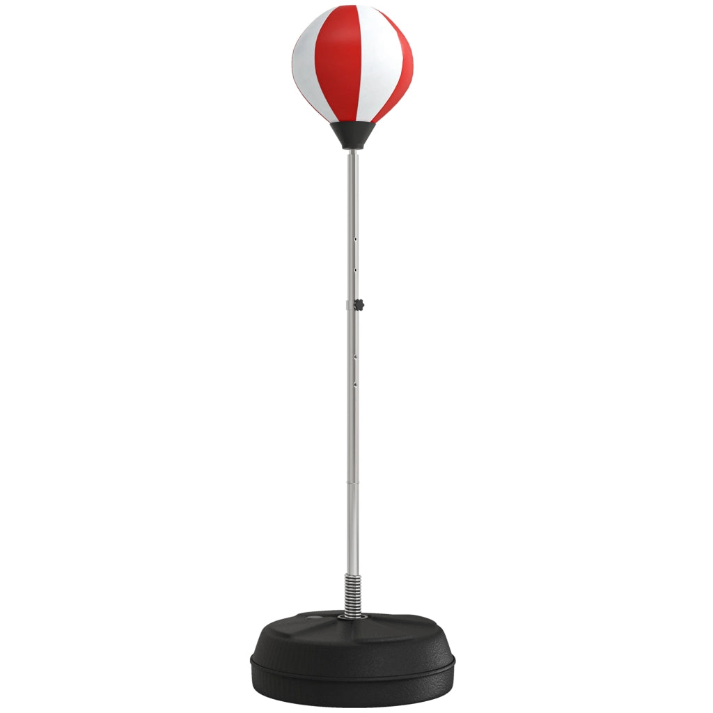 Punching Ball da Terra ad Altezza Regolabile con Guantoni e Base Riempibile. 43x43x126-144 cm. Rosso e Bianco