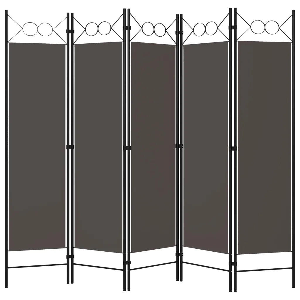 Divisorio Ambienti | Divider per stanze | Paravento a 5 Pannelli Antracite 200x180 cm