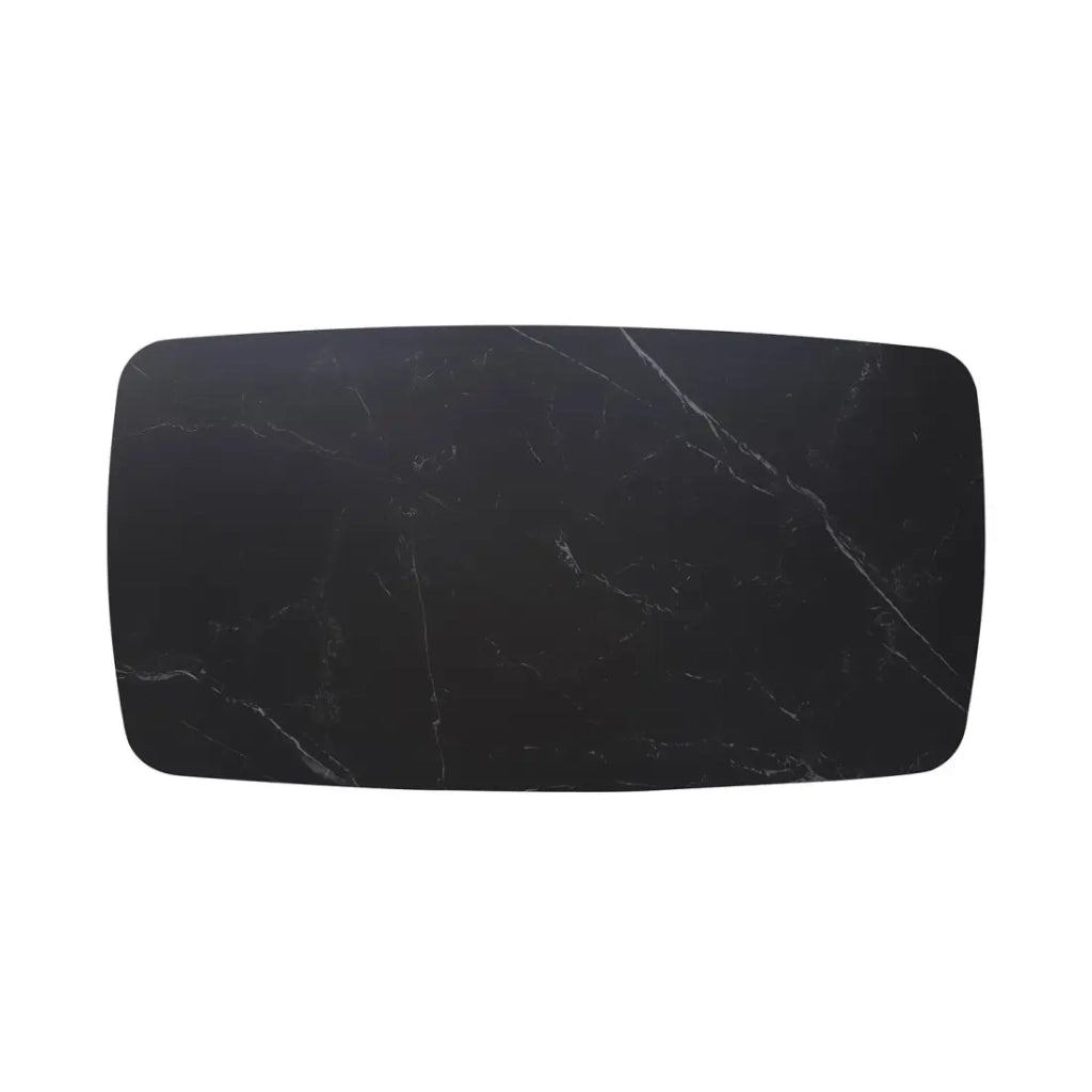 Table bassa ARVENA – Tavolino rettangolare 130x70 cm – Pietra nera & metallo – Design elegante e contemporaneo