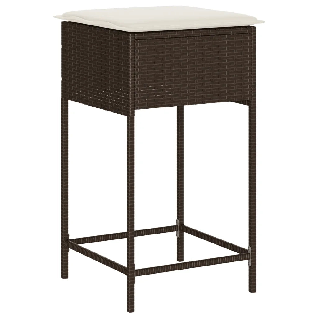 Set Bar da Giardino 3 pz con Cuscini in Polyrattan Marrone 3261458