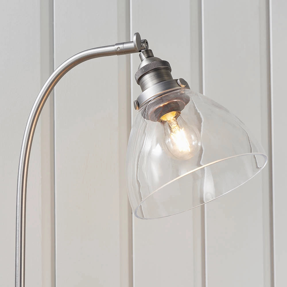 Lampada da scrivania industriale regolabile argento vetro E14