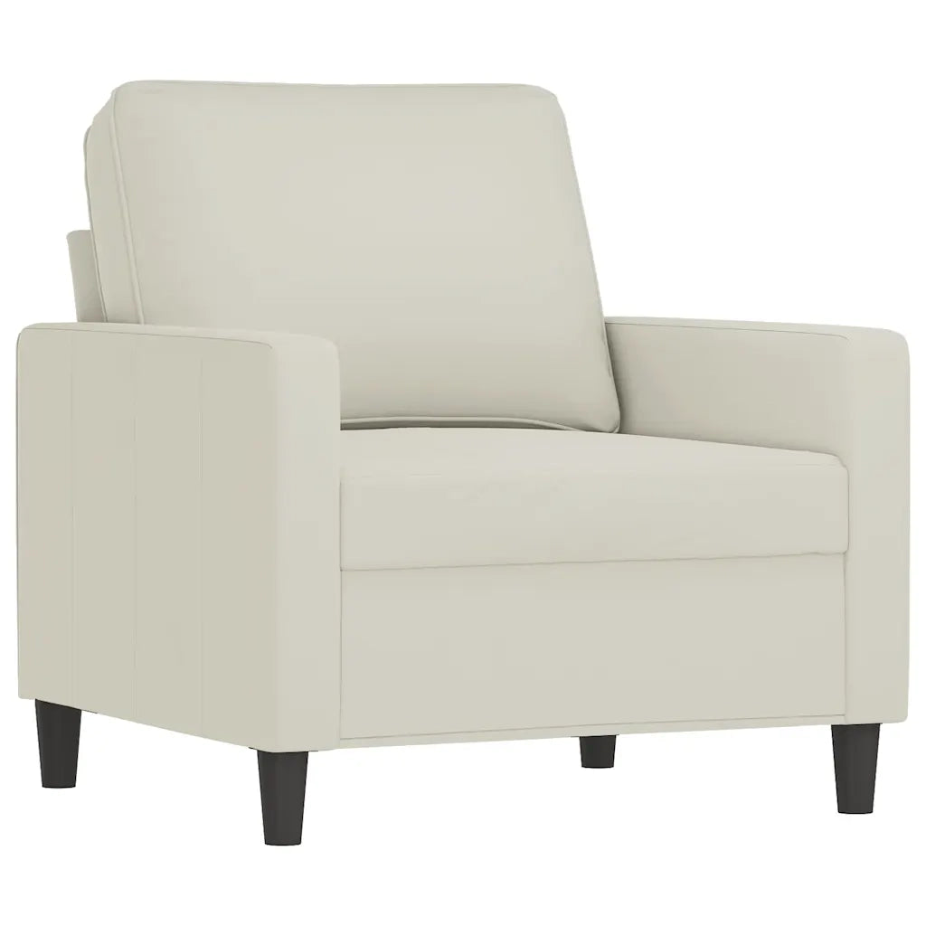 Set di Divani 3 pz con Cuscini Crema in Velluto