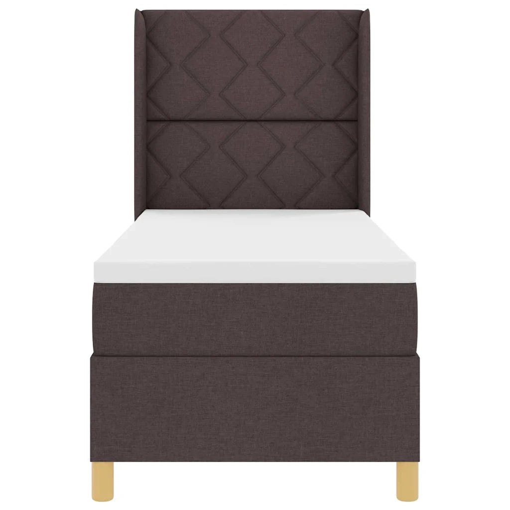 Letto a molle con materasso Marrone Scuro 80 x 200 cm Tessuto