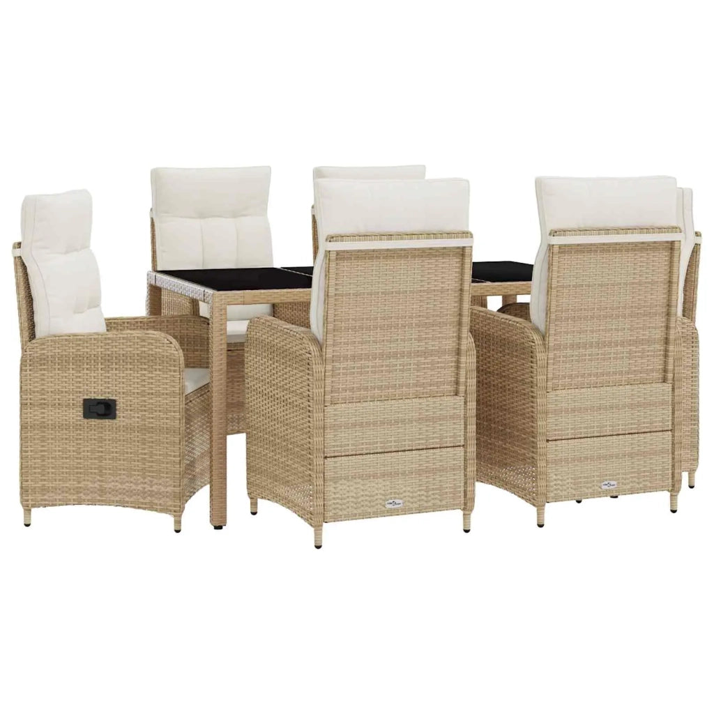 Set da pranzo per esterni 7 pcs Beige e Bianco Crema 3422341
