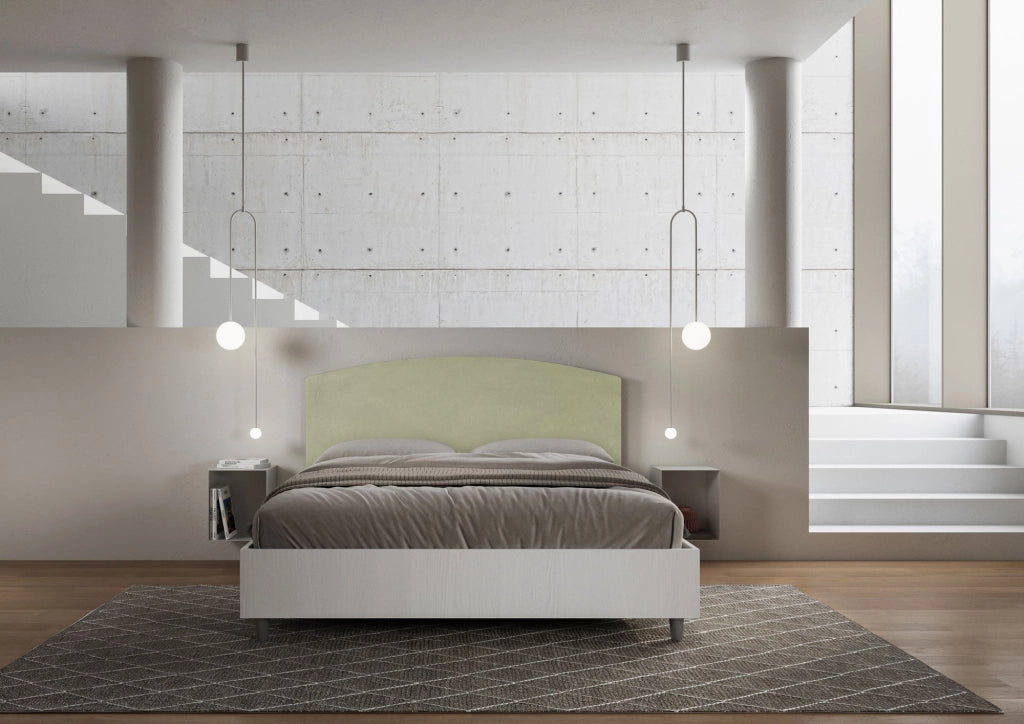 Letto Matrimoniale 160x200 cm con Rete e Contenitore Antilia Tè verde