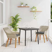 Set da Pranzo per Giardino 3 pcs Grigio chiaro polyrattan