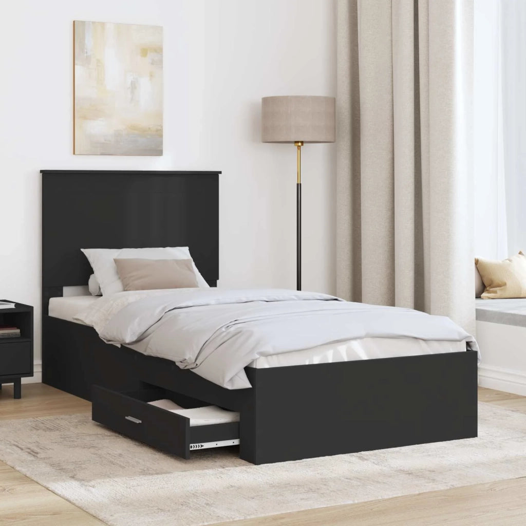 Struttura del letto con testiera Nero e Argento 75 x 190 cm