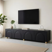 Cassettiera TV nera in MDF e truciolare lunghezza 180 cm