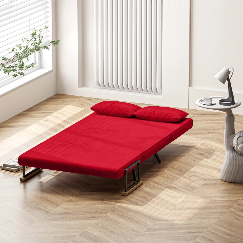Divano Letto Schienale Regolabile 102x73x81 cm in Velluto Rosso