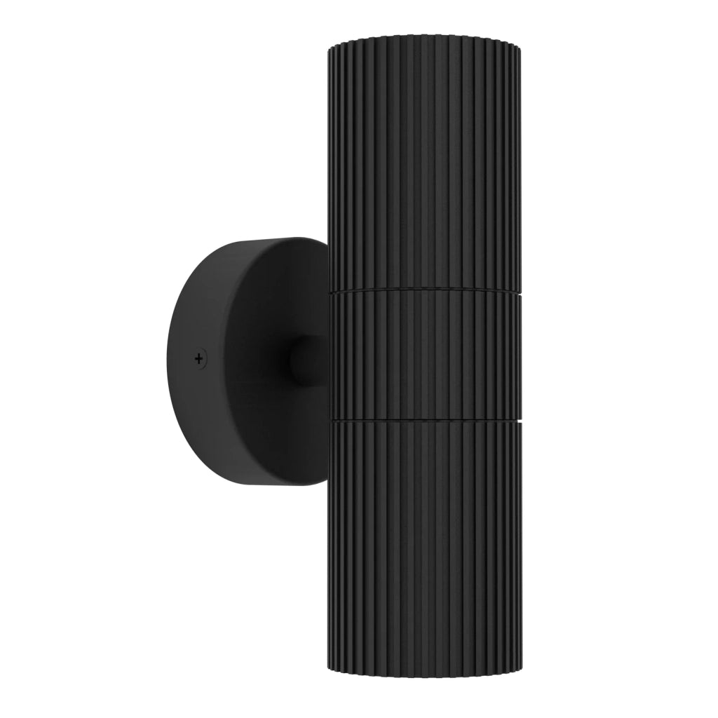 Applique Esterno Moderno Tomelloso Alluminio Nero Trasparente 2 Luci Gu10 Ip44
