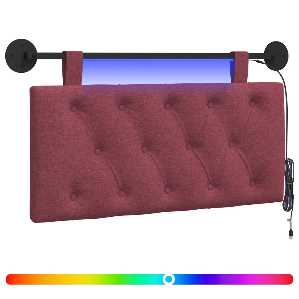 Testiera | Testata sospesa Con luce LED Rosso Vino Tessuto