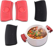 Manici in silicone per pentole e padelle - Resistente al calore - 4 pezzi - Nero e rosso