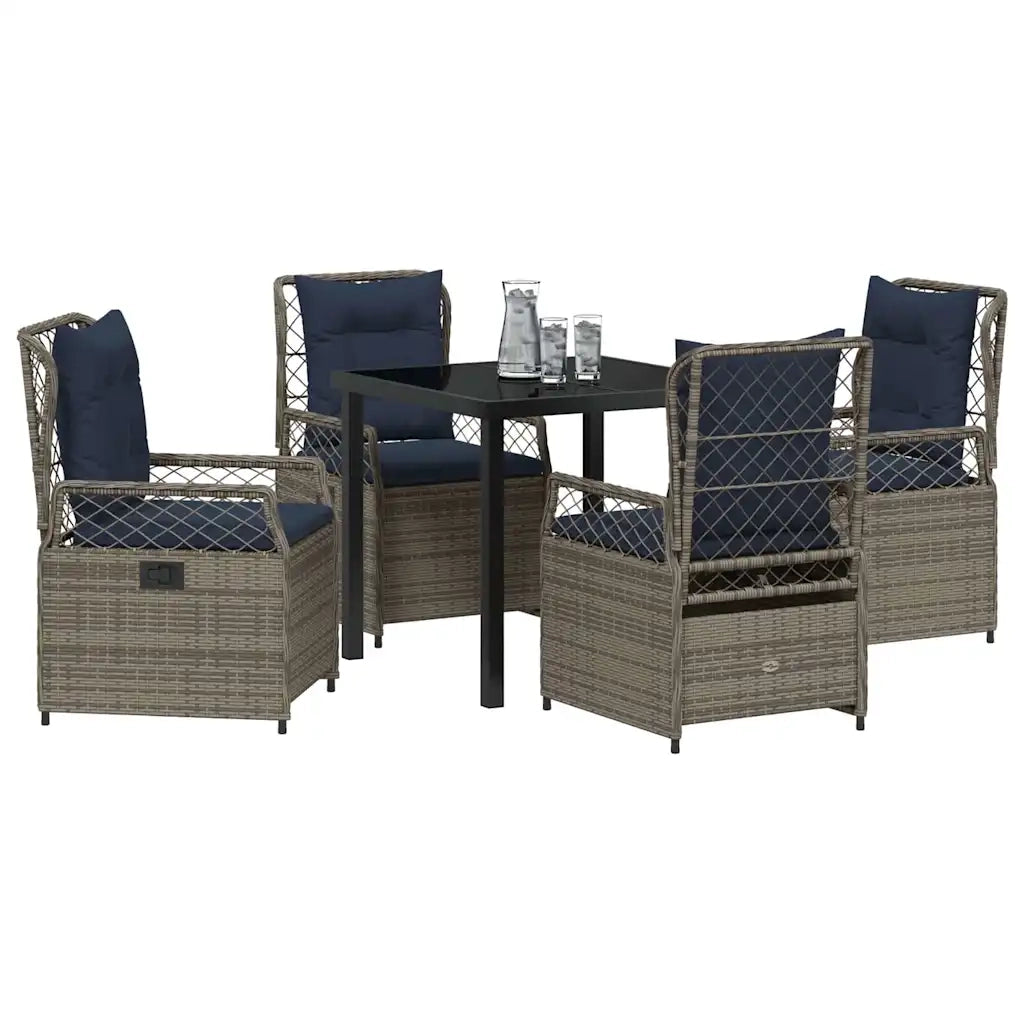 Set da Pranzo per Giardino 5 pcs Grigio polyrattan 3381052