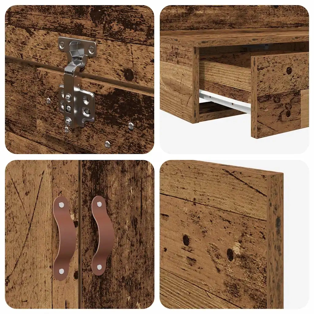 Struttura letto con contenitore-Giroletto con contenitore Legno vecchio 100 cm