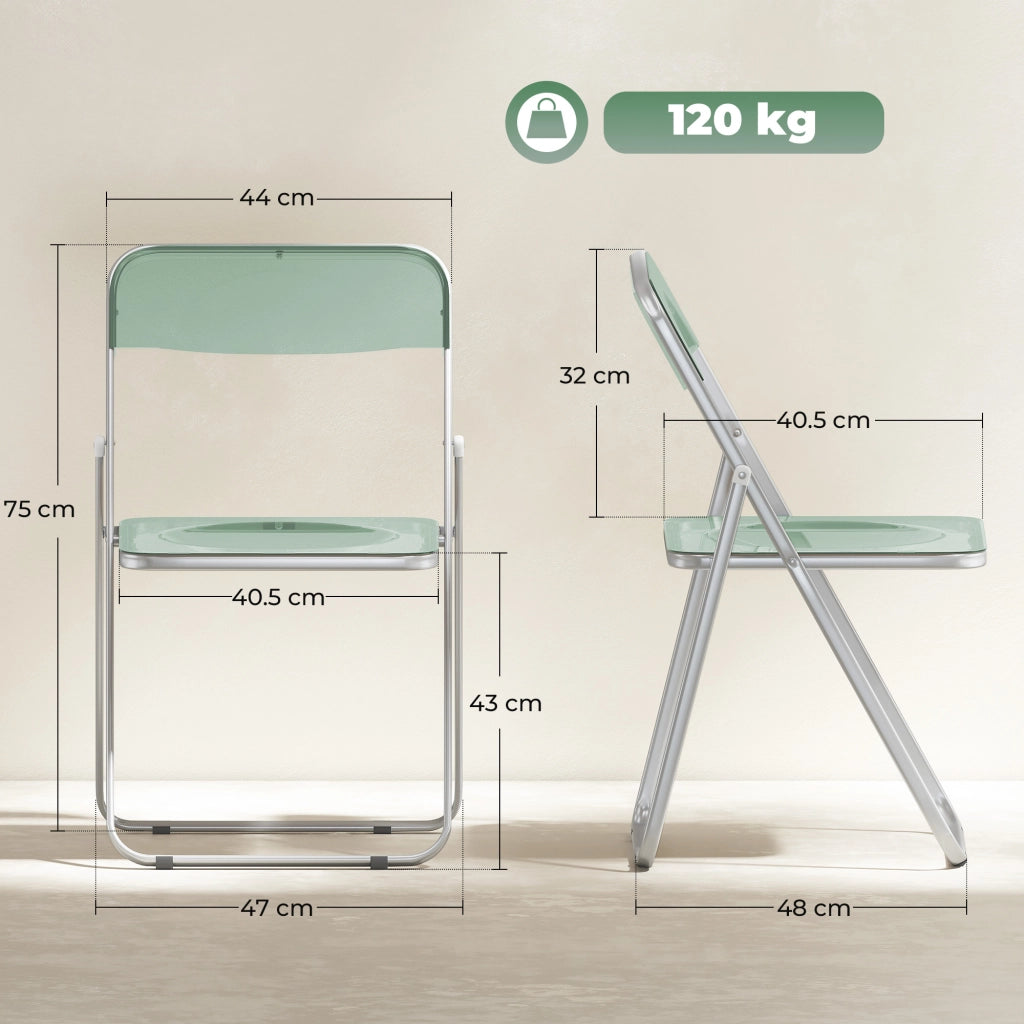 Set 4 Sedie Pieghevoli in Acrilico ¨C Minimal ¨C Verde Trasparente