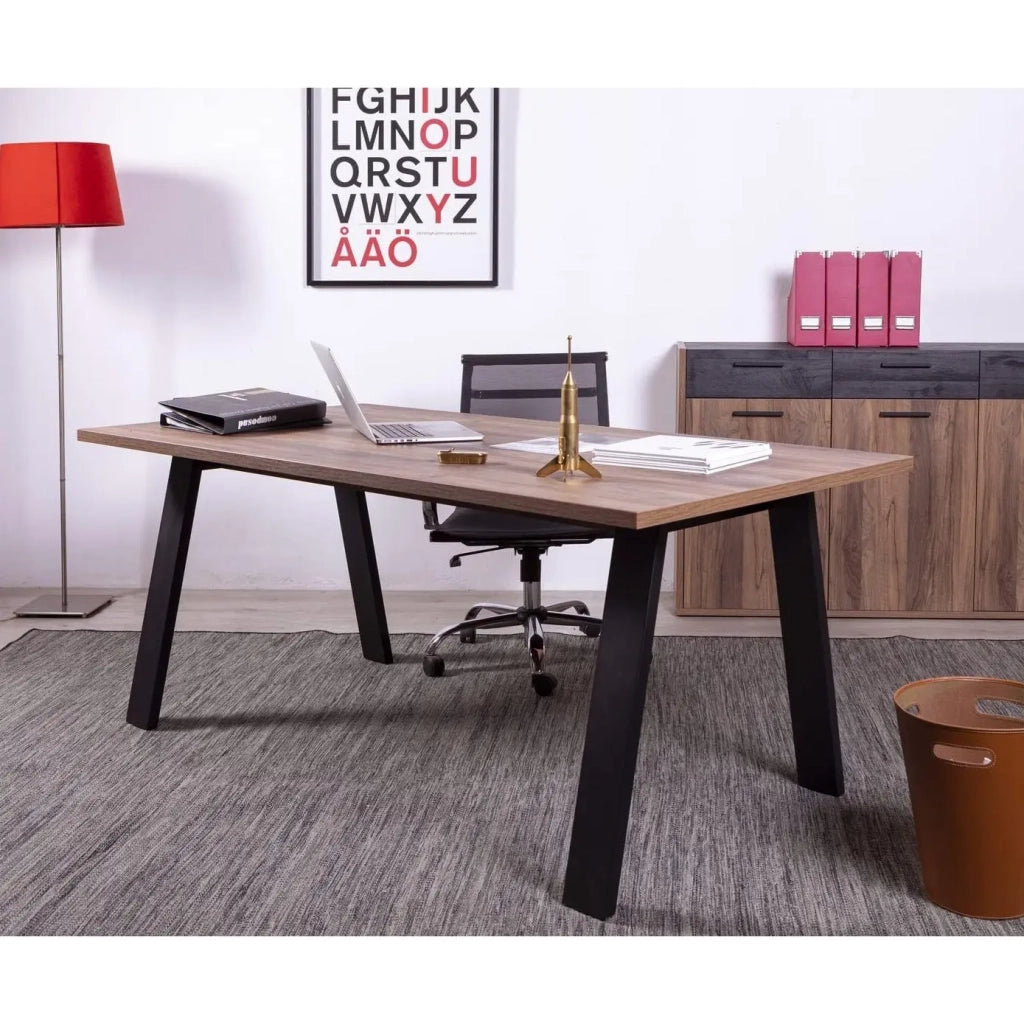 Scrivania Da Vinci cm 180x90 nero e noce brera