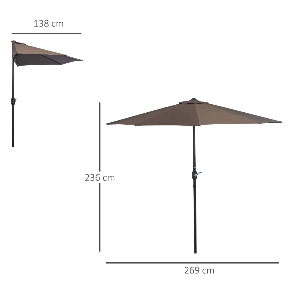Ombrellone da giardino semicircolare ¨C Zephmum ¨C Grigio 269x138x236 cm