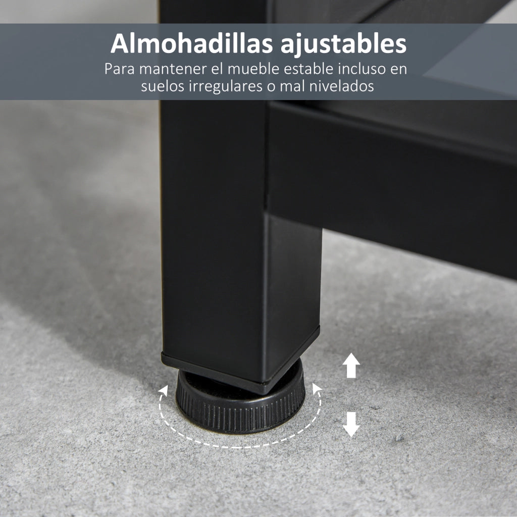 Consolle con 2 Cassetti e Gambe Regolabili ¨C zephmum ¨C Bianco e Nero 120x34x81 cm