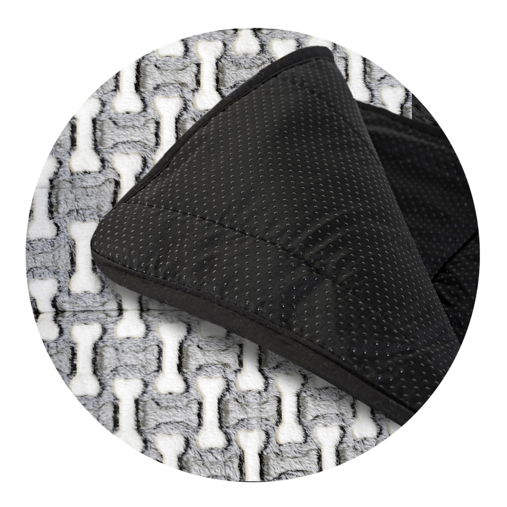AIO FACTORY 50x70 cm Tappetino per cuccia per cani personalizzabile in pile grigio antiscivolo