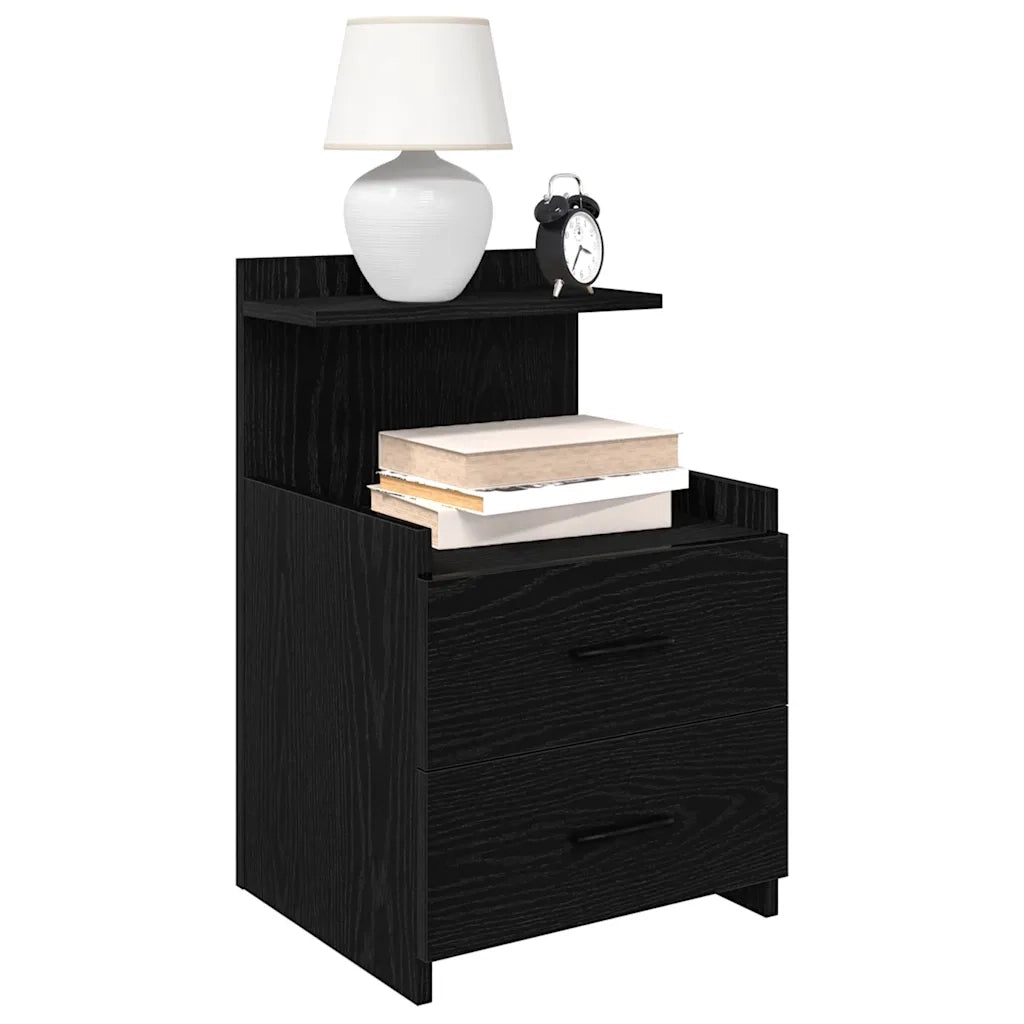 Comodino con 2 cassetti Nero 40x36,5x62 cm 858634