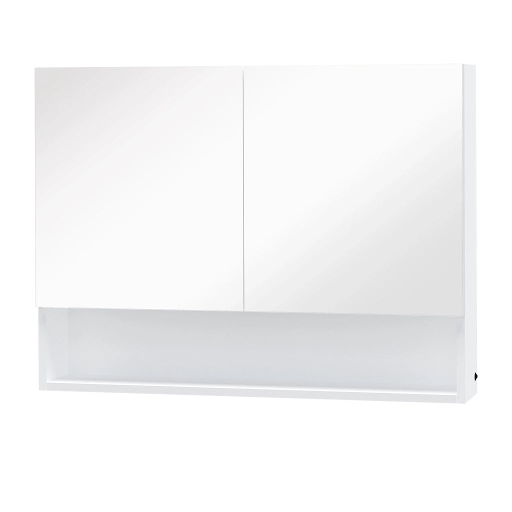 Mobile Bagno Sospeso con Specchio LED ¨C Xylo ¨C Bianco con Ripiani 80x15x60cm