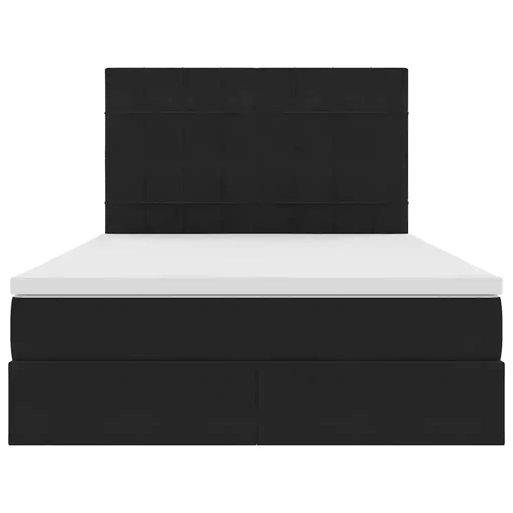 Letto con contenitore e LED con led Nero 140 x 190 cm Velluto 3372665