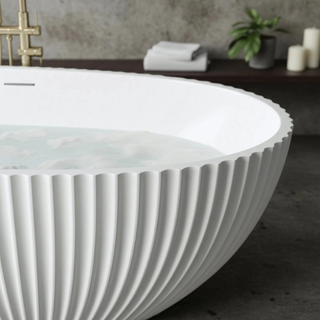 Vasca Da Bagno Freestanding In Acrilico Carmen 170 Copritappo bianco