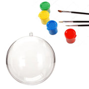 Trade Shop - Kit 6 Palline Trasparenti Da 10cm Con Tempere E Pennelli Decorazioni Natalizie -