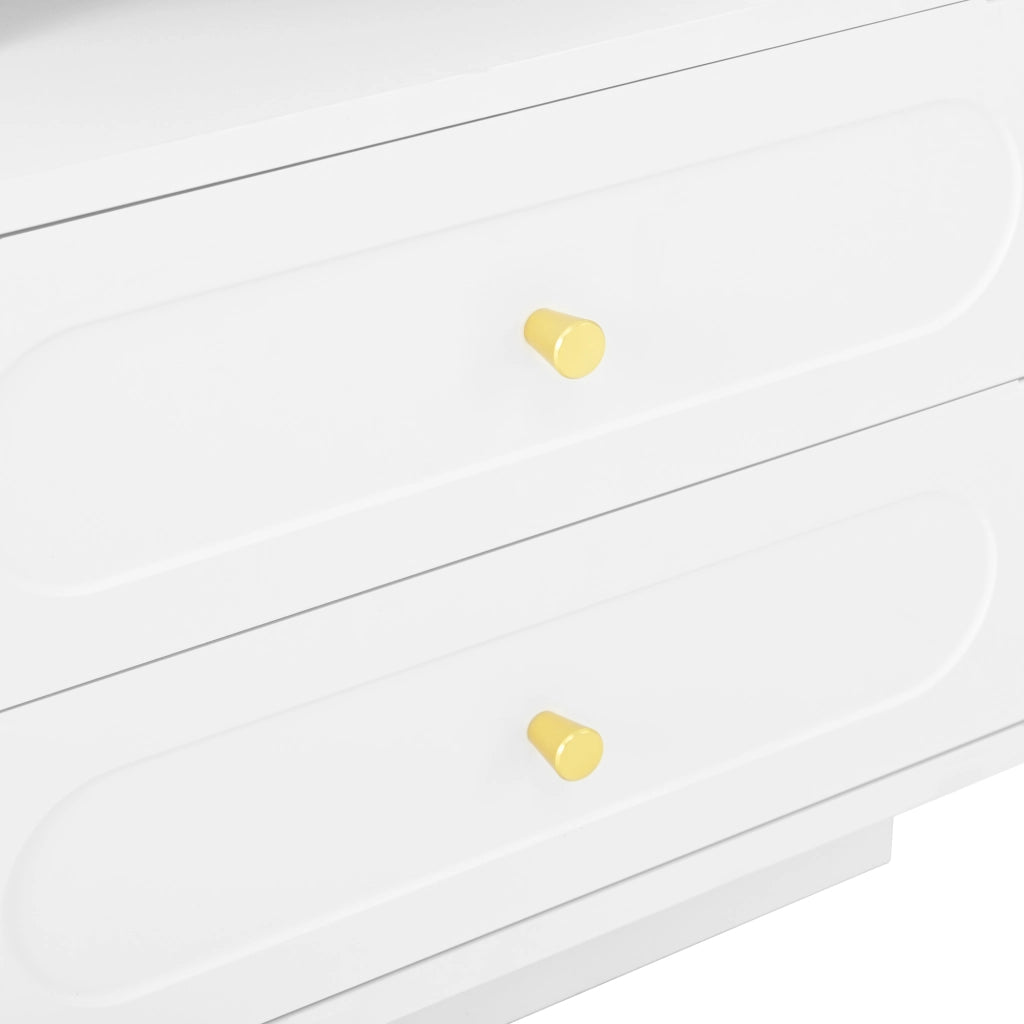 Comodino con LED e 2 Cassetti ¨C MINIMAL ¨C Bianco 50x40x60 cm