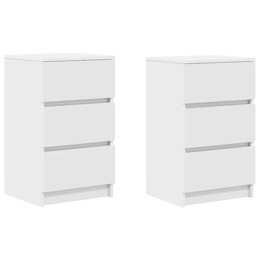 Set di 2 Comodini | Armadio da Notte | Mobiletto da notte con 3 Cassetti Bianco 39x35x65 cm