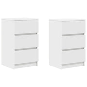 Set di 2 Comodini | Armadio da Notte | Mobiletto da notte con 3 Cassetti Bianco 39x35x65 cm