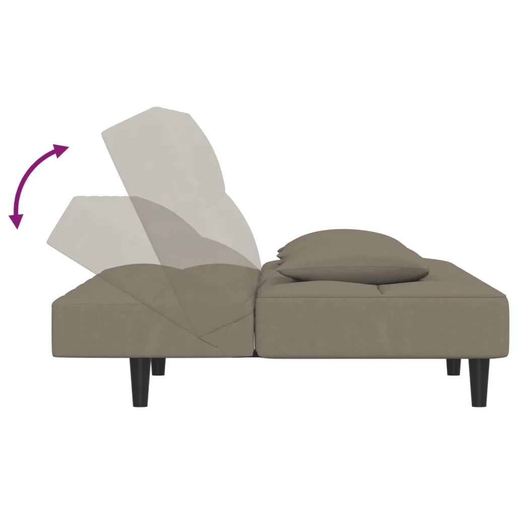 Divano letto | Sof¨¤ letto | Letto singolo a 2 Posti con 2 Cuscini Grigio Chiaro in Velluto