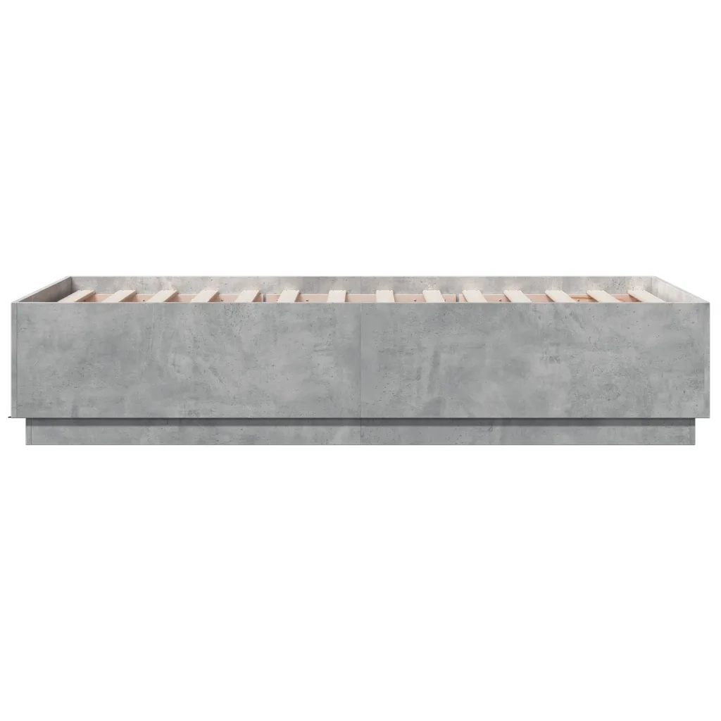 Letto singolo | Letto per adulti | Giroletto Grigio Cemento 90x190 cm in Legno Multistrato