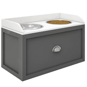 Tavolo per cani con ciotole e cassetto ¨C Minimal ¨C 63x30x36 cm grigio bianco