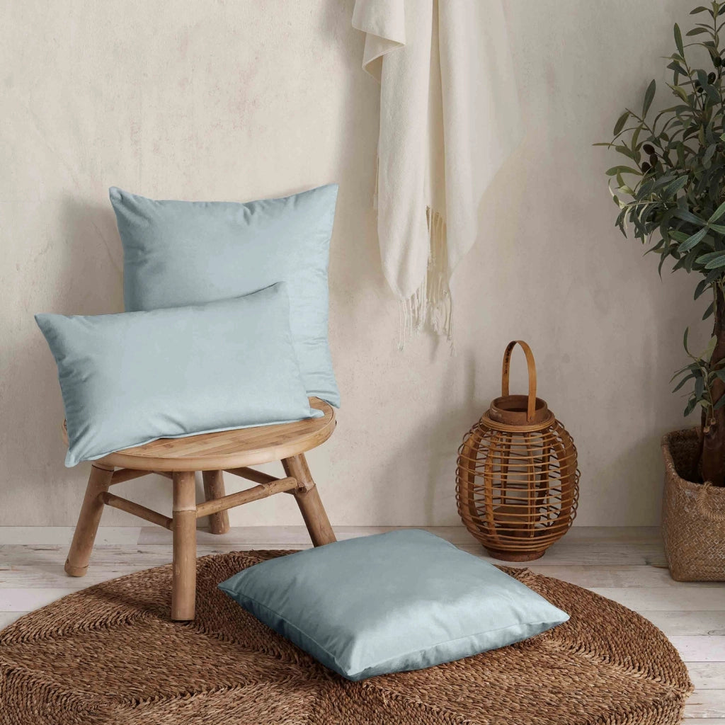 Cuscino quadrato velluto azzurro chiaro - NAURU
