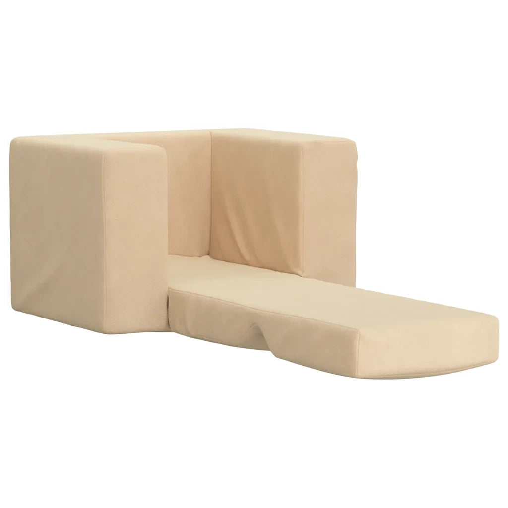 Divano Letto per Bambini Crema in Morbido Peluche 4104805