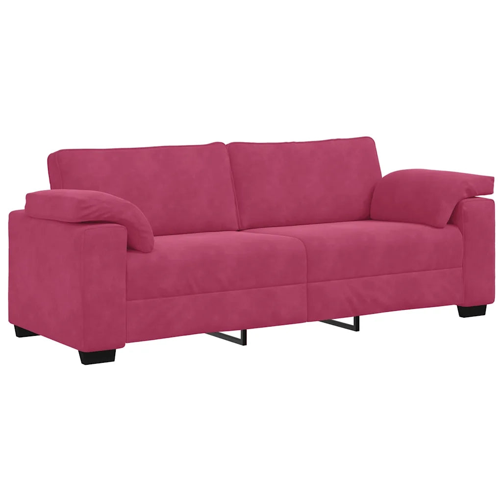Set di Divani 3 pz con Cuscini Rosso Vino in Velluto 3324671