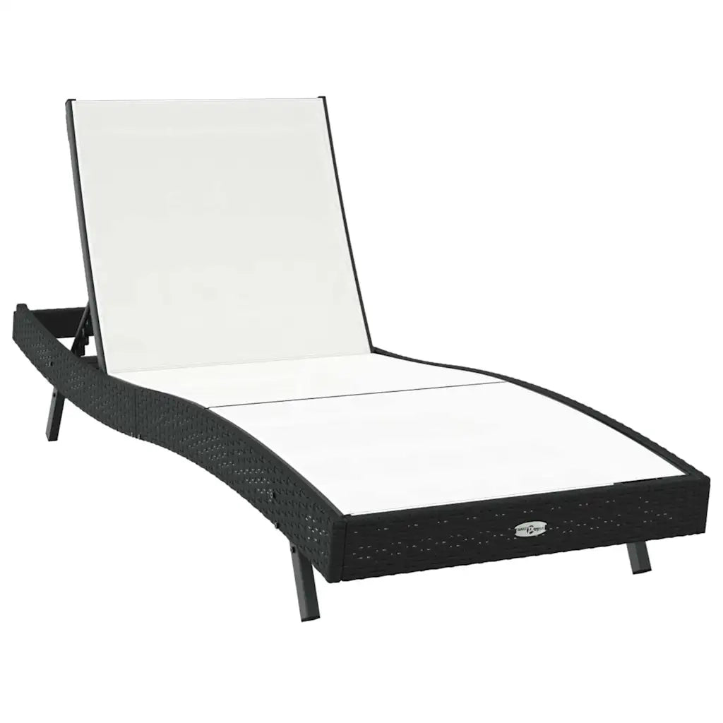 Lettino da sole Nero e Bianco 197 x 70 x 82 cm polyrattan 42009978