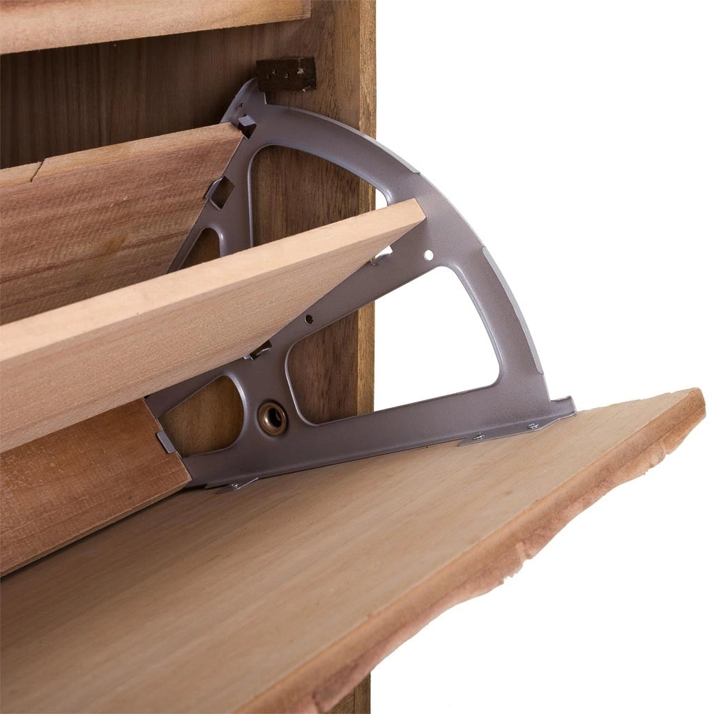 Sgabello scarpiera in legno marrone 80x38x53h