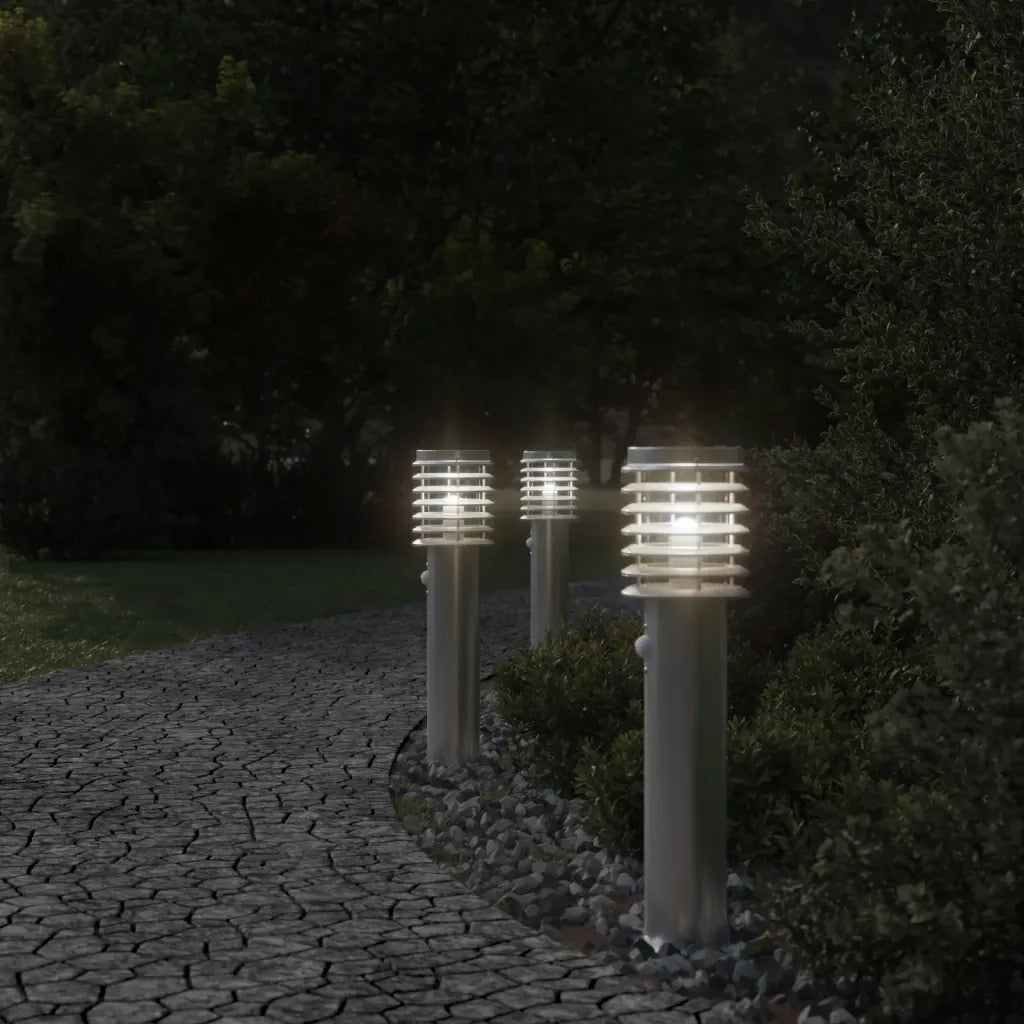 Lampada da Terra per Esterni Sensore Argento 60 cm in Acciaio 4006365